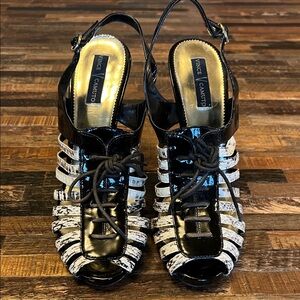 Vince Camuto Black and White Strappy Heels